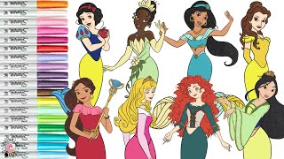 Full Disney Princess Coloring Book Compilation as Mermaids Ariel Tiana Belle Merida Mulan Jasmine Elena News
