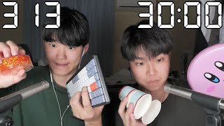 【ASMR】30分間で何種類のタッピングできるのか？【SUB】How many different types of tapping can we do in 30 minutes?