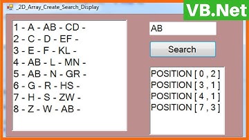 VB.NET Multidimensional Array -  How To Create Search Display a 2D Array [ with source code ]