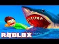 Побег от АКУЛЫ в ROBLOX! Кид на корабле охотиться на большую рыбу в Роблоксе #КИД