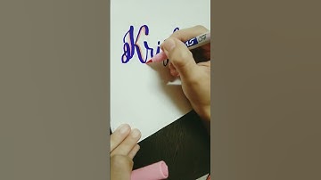 writing krisha with brush pen | name calligraphy | kreativekruch |#shorts