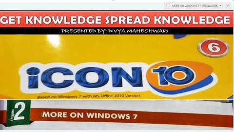 COMPUTERS ICON 10 PART-1 CLASS-6 CH-2 MORE ON WINDOWS 7