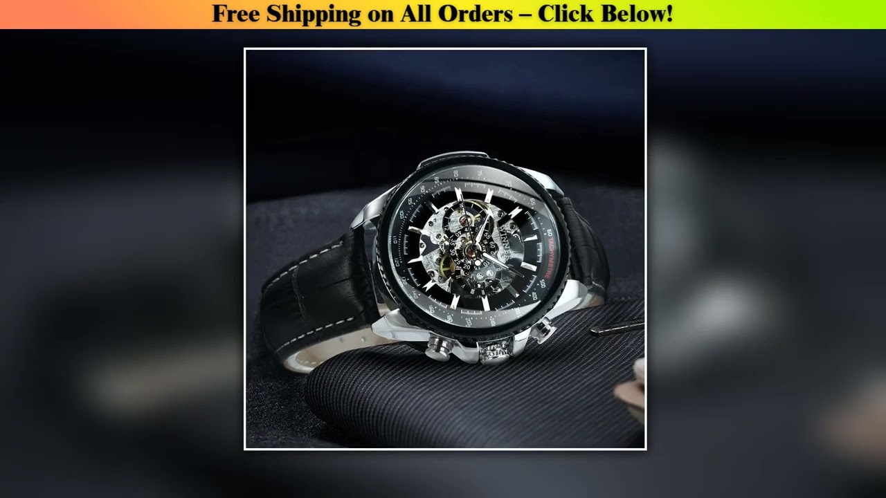 WINNER Military Skeleton Automatic Watch for Men Luminous Pointers Sport Steampunk Mechanical