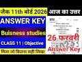 Answer Key Business Study Class 11 Jac Board 2026 | Jac Board Class 11 business studies Answer Key