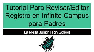 La Mesa Infinite Campus- Online Registration (Spanish)