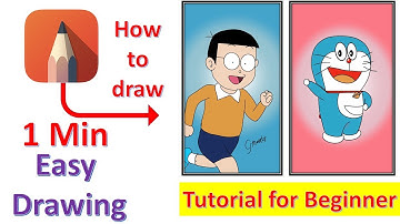 Drawing Doraemon and Nobita in one minute | How to draw doraemon in sketchbook | Autodesk sketchbook