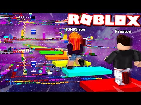 Little Sister Cheats In Roblox Impossible Rainbow Speed Obby Race Youtube - prestonplayz roblox obby race rxgaterf