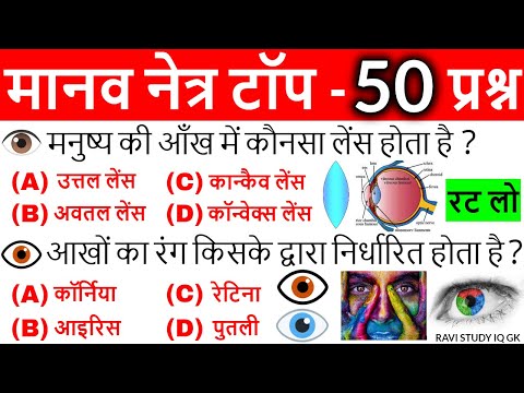 Human eye Important questions | मानव नेत्र महत्वपूर्ण प्रश्न | General Science | Science Gk in hindi