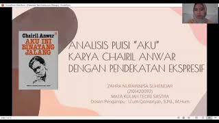Analisis puisi “Aku” karya Chairil Anwar menggunakan pendekatan ekspresif Analisis puisi “Aku” karya Chairil Anwar menggunakan pendekatan ekspresif