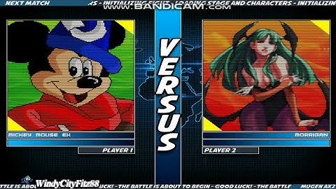 WindyCityFitz88 Mugen Battles | Mickey Mouse EX vs Morrigan Aensland (Darkstalkers)