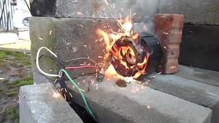 compressor stator shorting out/arcing and catches fire