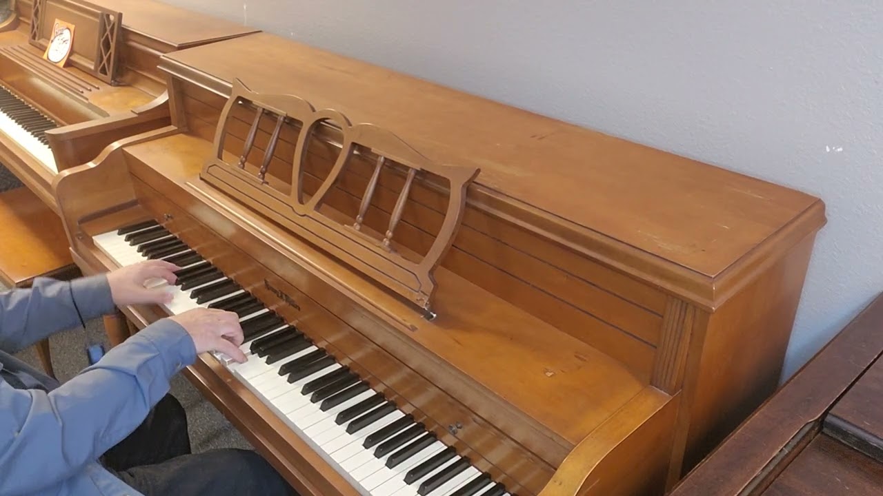 Henry F Miller Golden Oak Spinet - The Piano Guys