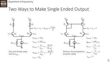 Differential to Single-Ended Conversion | Intro to Analog | Harvey Mudd College | Video 20.3