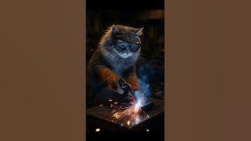 Overtime Mode: Welding Cat in Action 🔥 #shorts