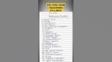 |SSC CHSL Reasoning exam syllabus|ssc chsl syllabus|#sscchsl