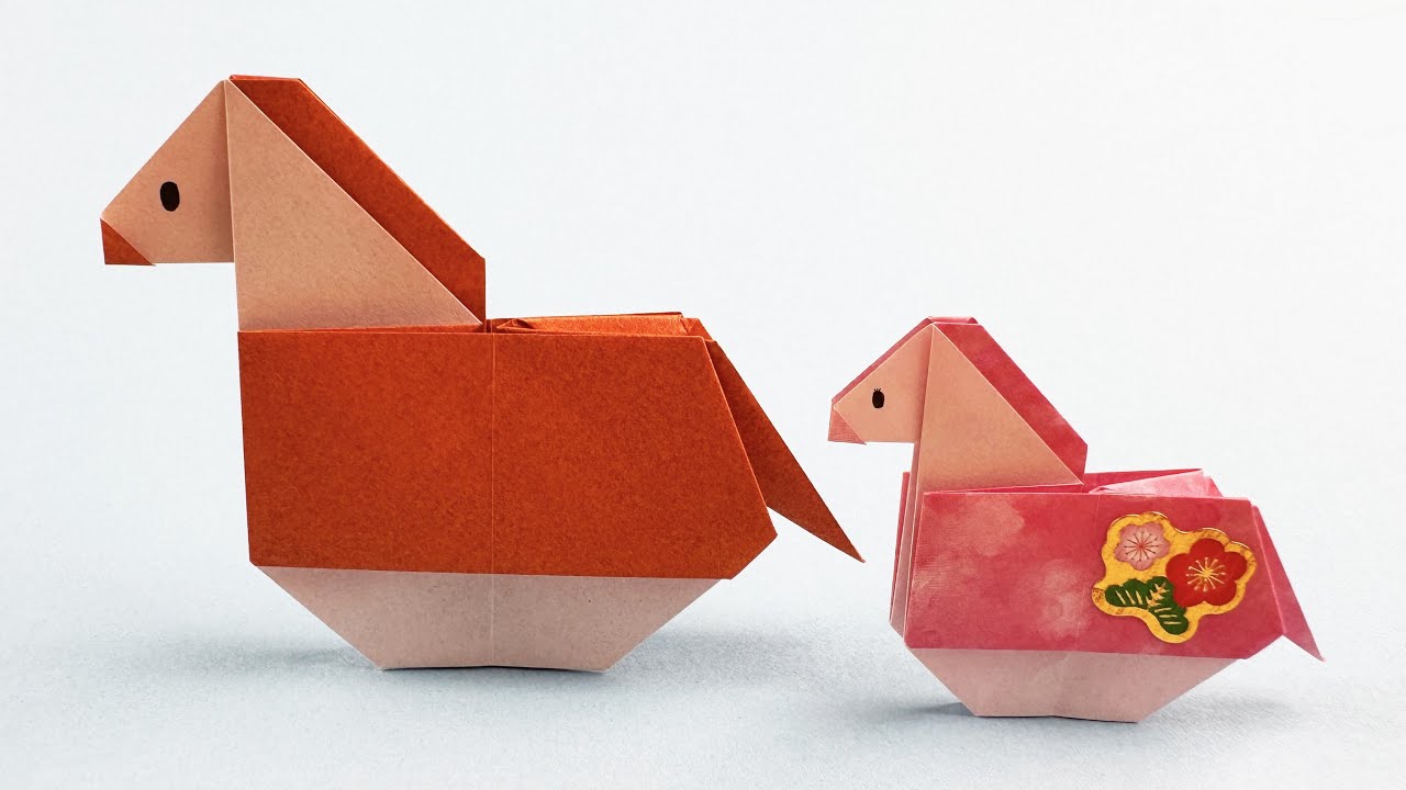 折り紙】1枚で簡単な馬の折り方🐎How to make paper Horse#馬#うま