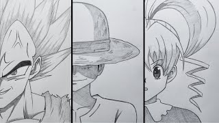 تعلم رسم شخصيات انمي | تعليم رسم فيجيتا | كيف ترسم لوفي | كيفية رسم بيسكي كروجر