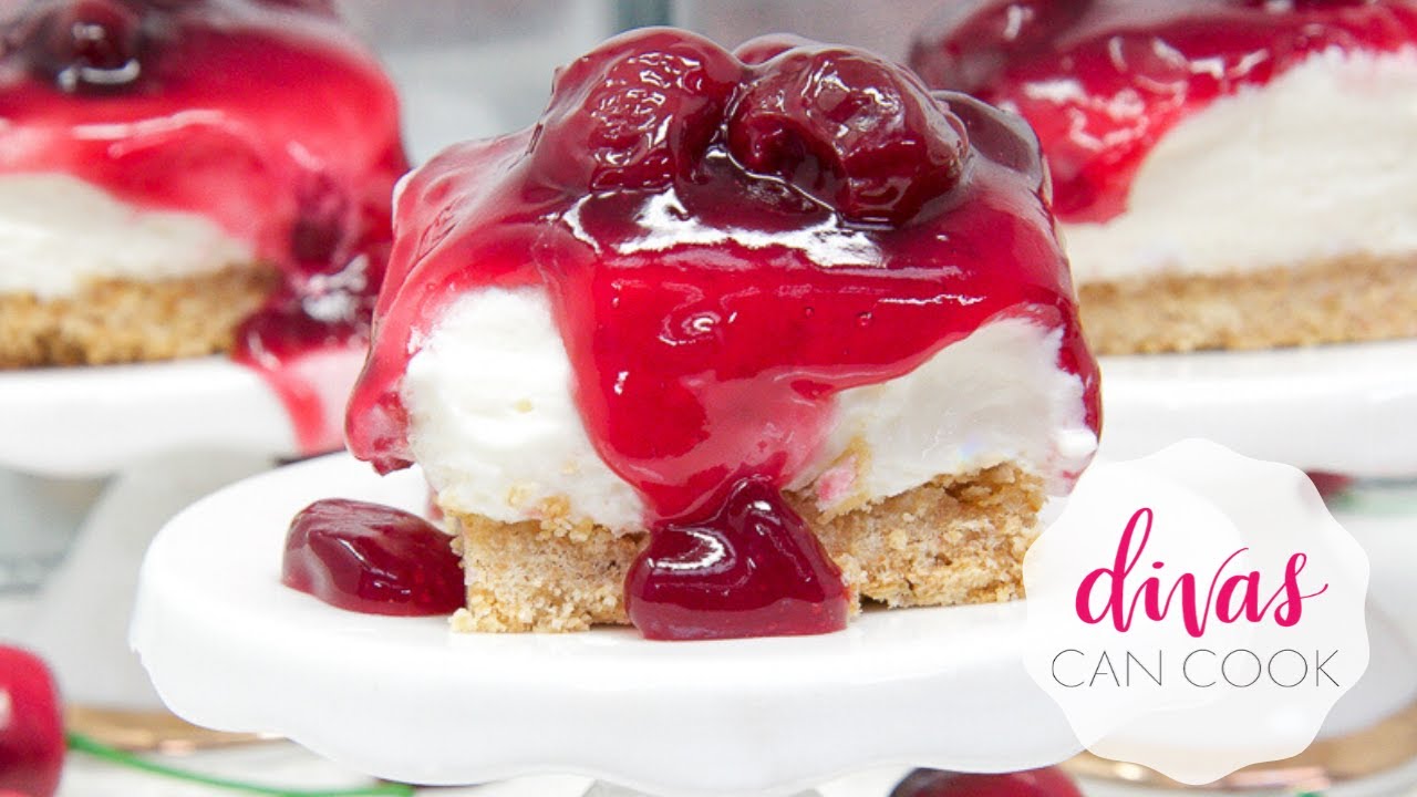 How to Make No-Bake Cherry Cheesecake Bars | Divas Can Cook