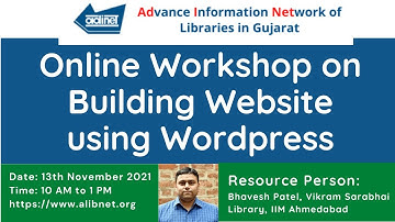 ADINET Online Workshop on Building Website using WordPress by Bhavesh Patel - VSL, IIM Ahmedabad