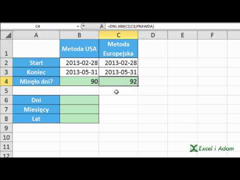 Excel - Funkcja DNI.360 różnica dni, miesięcy, lat pomiędzy datami - porada #199