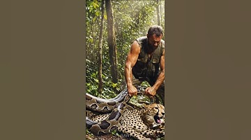 Brave men rescue leopard from python.
