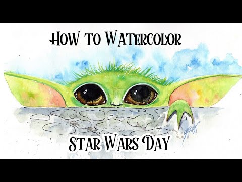 Baby Yoda May the 4th Star Wars Day  How to Paint Watercolor Step by step | The Art Sherpa
