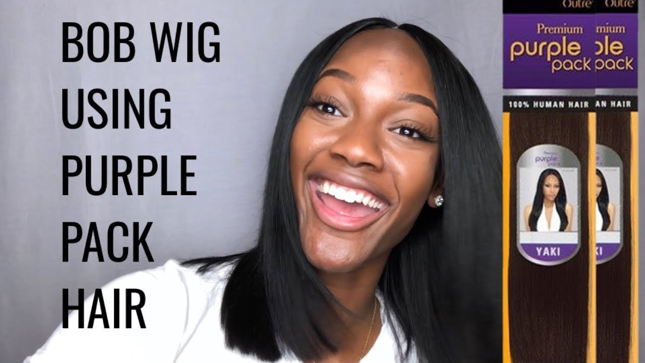 How To Make A Bob Wig Using Purple Pack Hair Youtube