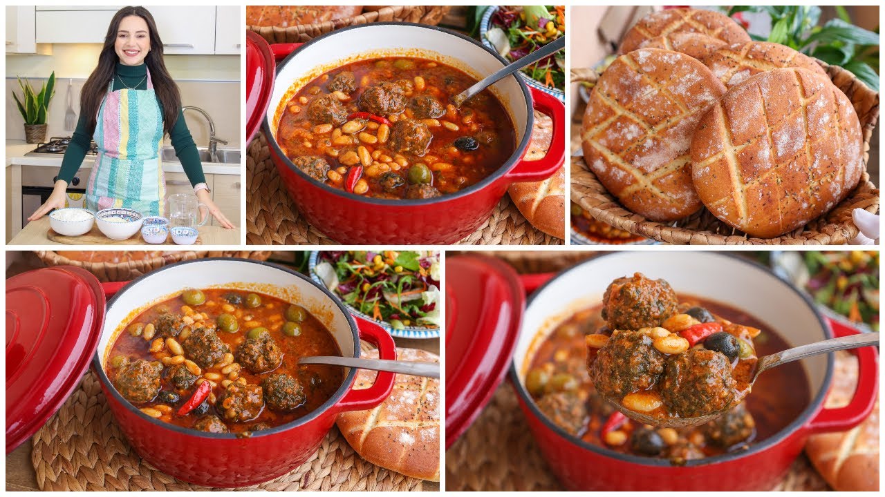 مرقة لوبيا بكعابر السبناخ واللحم مفروم كلها بنة ومنفعة لازم تجربوها👌وخبز عربي فاوح نودكم ولانشهيكم😋