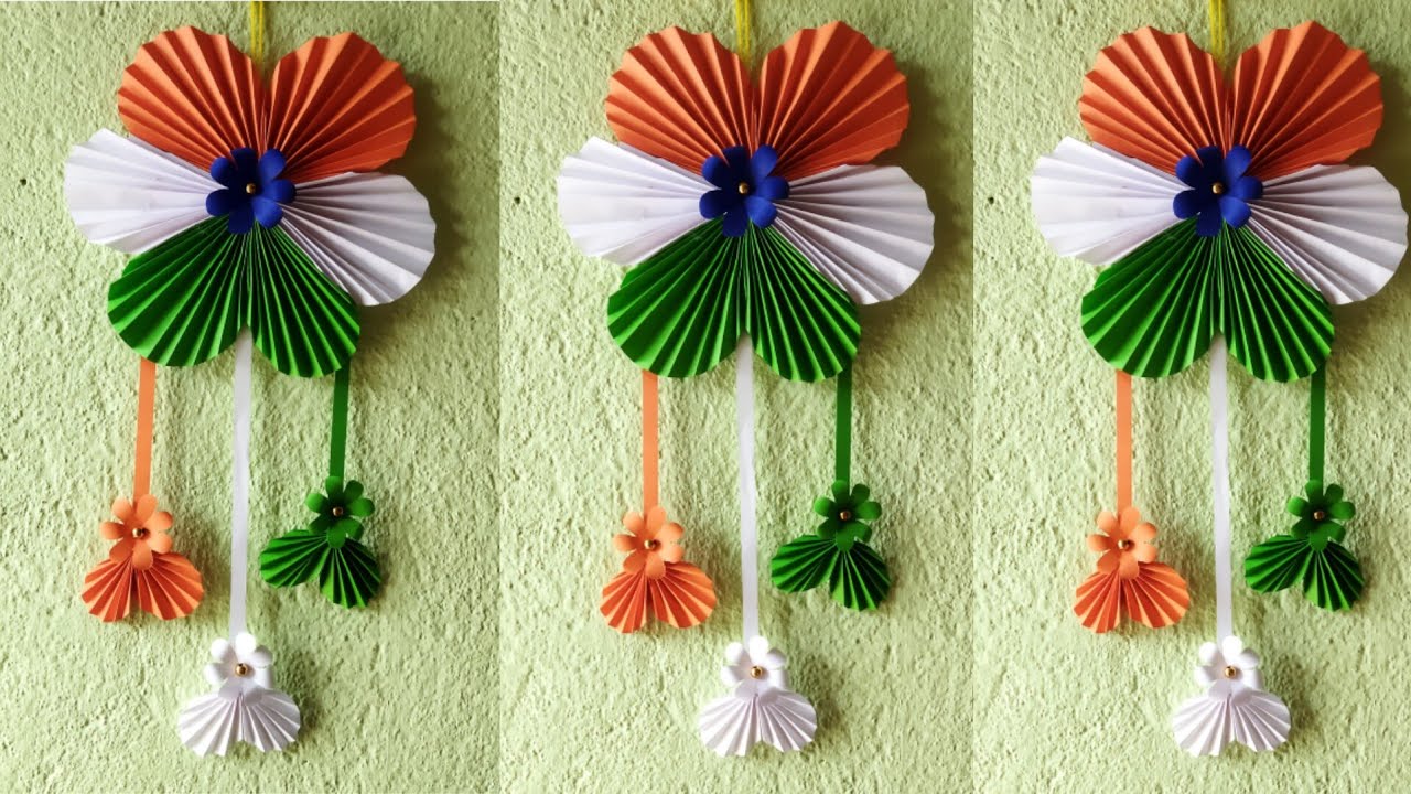 Beautiful Tricolour Paper Wall Hanging Craft Idea/Independence Day