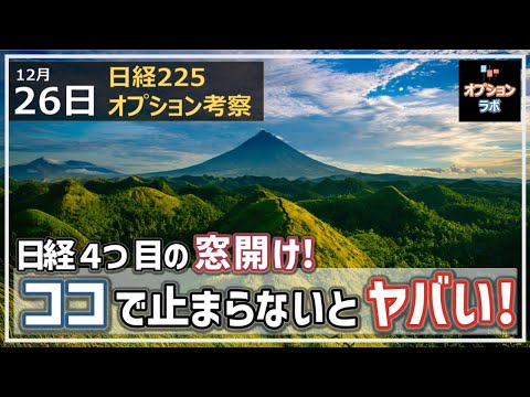【日経225オプション考察】12/26 日経平均 反落で4つ目の窓開けに! この辺で下げ止まらないとヤバい価格帯はこれだ!
