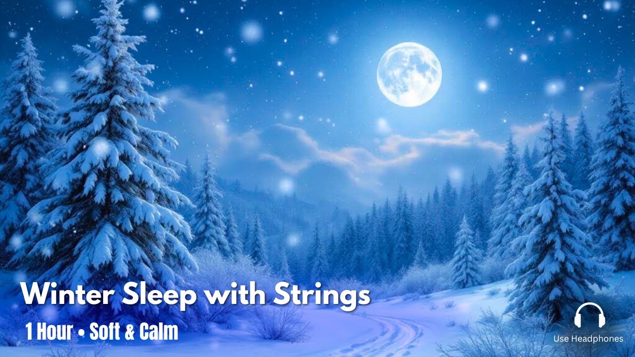 1 Hour of Winter Snow Ambience with Soft Strings for Deep Sleep | Calm Night & Relaxing Sounds