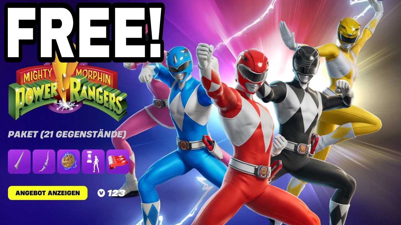 How to get Fortnite x Power Rangers COLLAB Item Shop Skins for FREE! 😱 ...