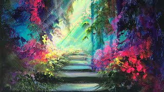 ACRYLIC PAINTING of The Enchanted Garden | Landscape Painting