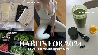 Habits For 2024 Level Up Build A Morning Routine Be More Productive Grocery Haul Workouts