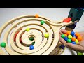 Marble Run Wooden Rolling Course ASMR ★ Colorful Balls