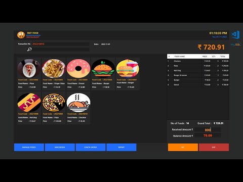 VB.NET - Restaurant Point of Sale POS Full Project VB.NET Using My_Sql Database | Free Source Code