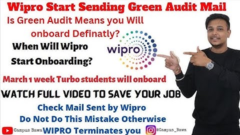 "Wipro onboarding 2023: What you need to know" Wipro onboarding update Green audit mail in wipro