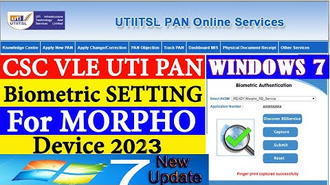 CSC UTI Pan Morpho RD Service Full settings | Aadhar Re Authentication in UTIITSL | Windows 7 Rd