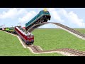 Two trains vs massive speed breakers  railroad crossing  train simulator 2022  trainsfun