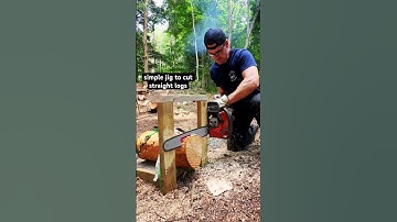 Simple Jig to Cut Straight Logs #logcabin #woodworking #offgrid #homestead #diy