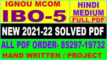 ibo 5 solved assignment 2021-22 / ibo 5 solved assignment in hindi / ignou ibo 5 pdf