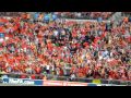 England v belgium fans try the mexican wave