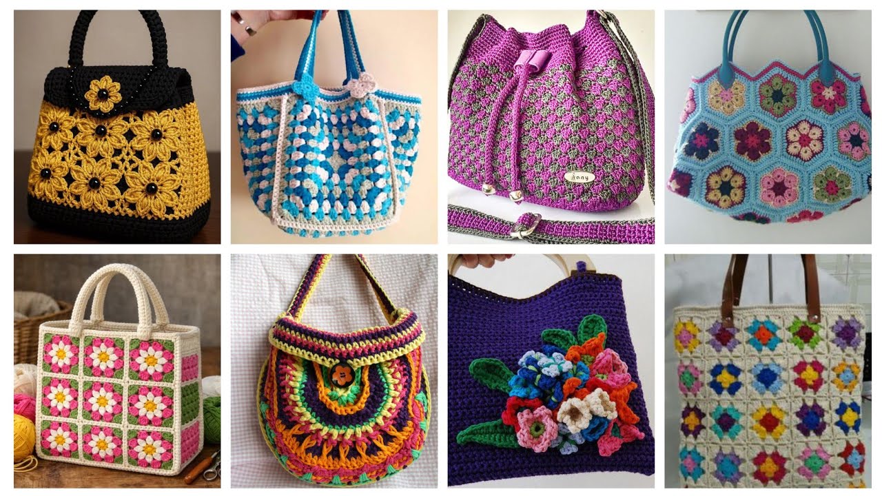 Красивые и потрясающие модели вязаных крючком сумок для девочек | Вязаные сумочки
