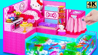 How To Make Cutest Hello Kitty Miniature House with Aquarium Fish ❤️ DIY Miniature Cardboard House