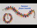 Summer flower bracelet/Colorful seed beads bracelet/Easy daisy seed beads bracelet/Diy Beading