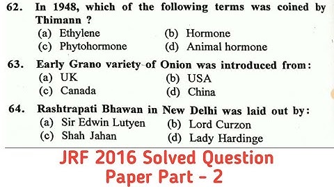 #jrf ll JRF 2016 HORTICULTURE @ SOLVED QUESTION PAPER ll JRF QUESTION PAPER ll part 2 #icarjrf