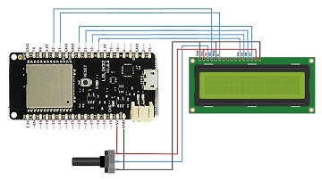 ESP32 + 16x2 LCD - NO I2C !!!!