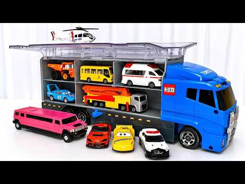 トミカ★おかたづけコンボイにミニカー大量収納！緊急ドライビングテスト🚚✨ Tomica Mini Cars Loaded in Convoy Truck Driving Challenge