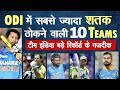 Most Centuries in ODI Cricket by Teams | Cricket Records