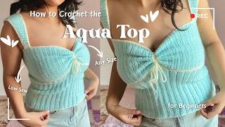 How to Crochet the Aqua Top 🩵✨ | Any Size & Low Sew | Perfect Beginner Crochet Top for Summer